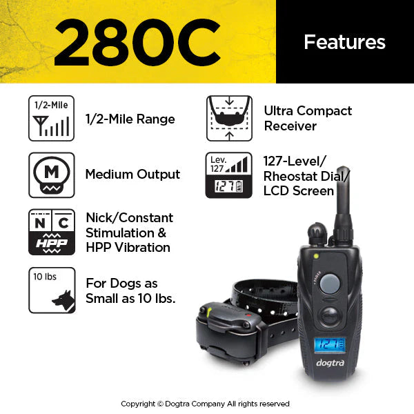 280C ½-Mile Remote Training Dog E-Collar with 127 Stimulation Levels