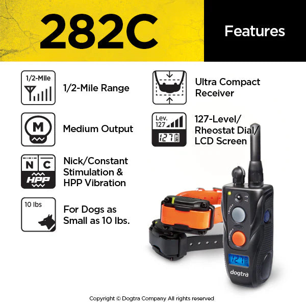 282C 1/2 Mile 2-Dog Remote Training Dog E-Collar with 127 Stimulation Levels