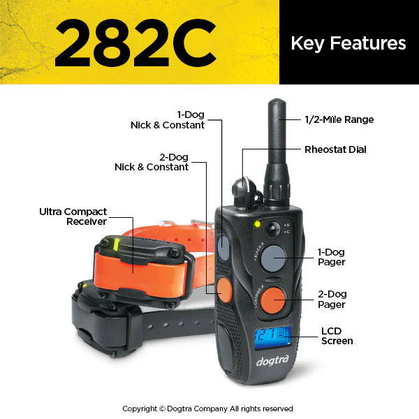 282C 1/2 Mile 2-Dog Remote Training Dog E-Collar with 127 Stimulation Levels