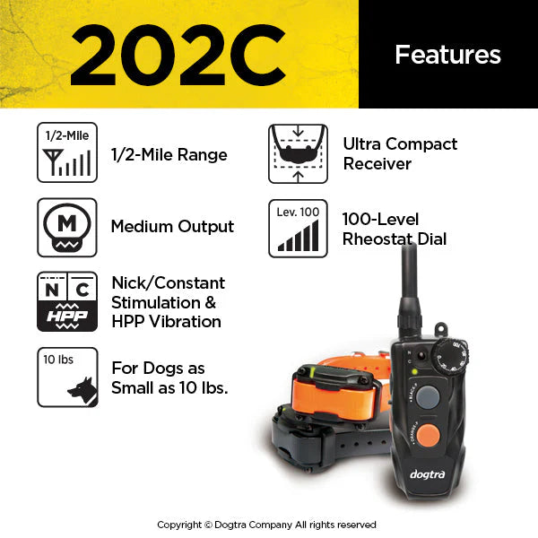 202C 2-Dog 1/2-Mile Range Remote Dog Training E-Collar | 100 Correction Levels