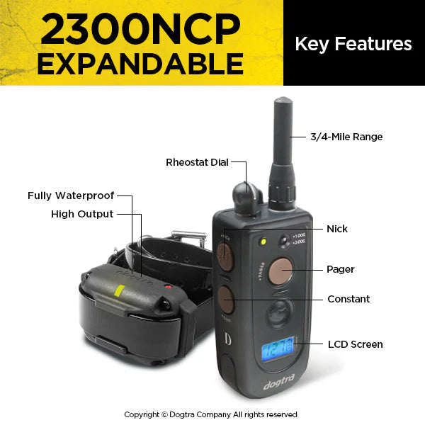 2300NCP Expandable 3/4-Mile 2-Dog Remote Training E-Collar | Medium & Large Dogs