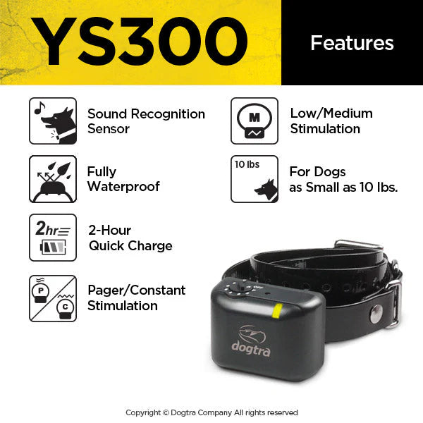 YS300 No Bark Collar with Sound Recognition Sensor | Small & Medium Dogs