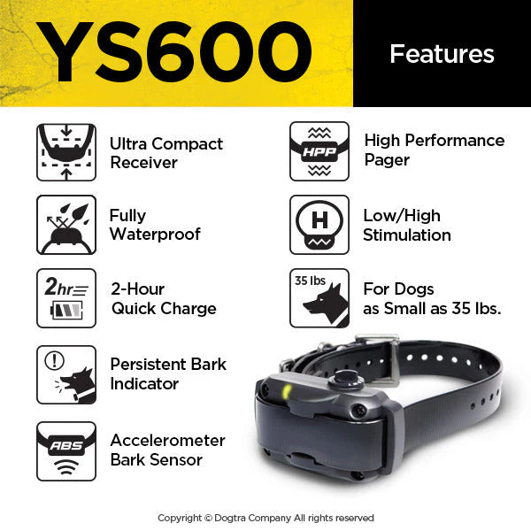 YS600 No Bark Collar with Accelerometer Bark Sensor | Medium and Large Dogs