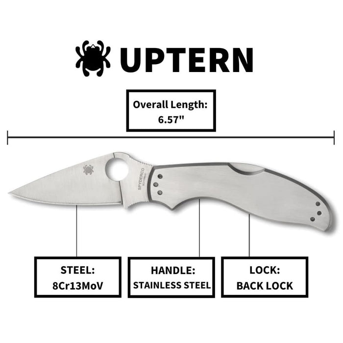 Spyderco Uptern Non-Locking Folding Pocket Knife with 8Cr13MoV Stainless Steel Blade