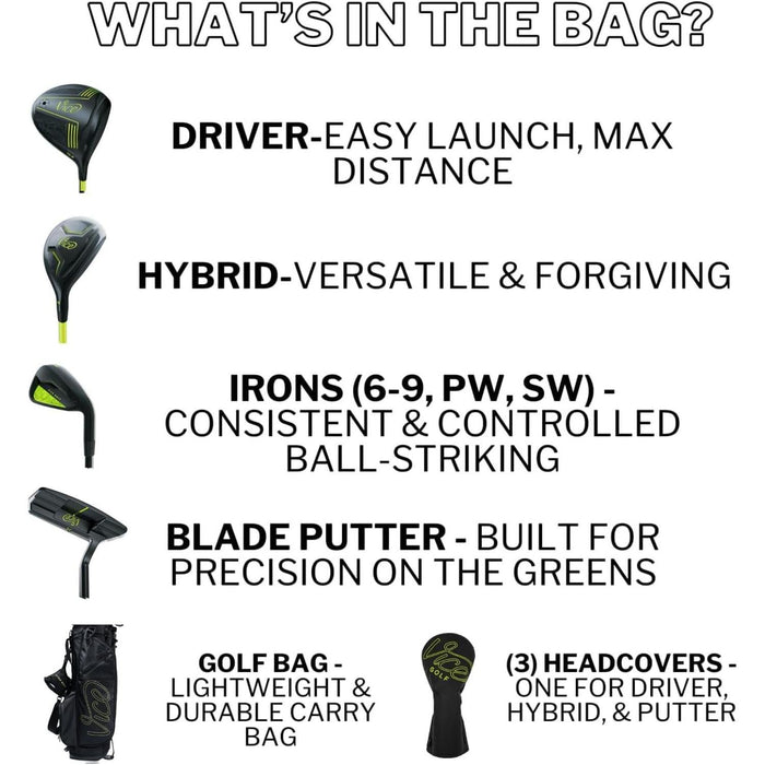 Vice Boost Starter Set Complete Golf Club Set with Bag for Beginners, Lime