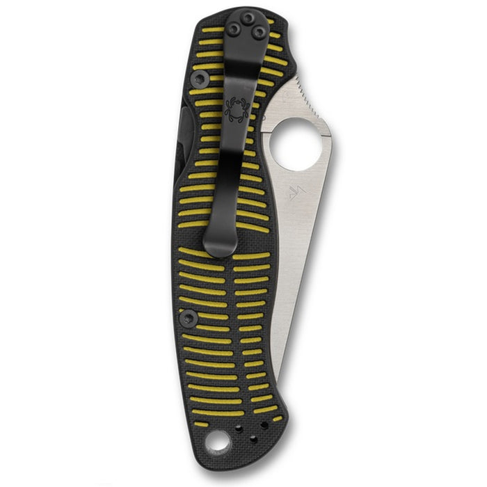 Spyderco Para Military 2 Salt CPM MagnaCut Folding Knife with G-10 Handle, Black/Yellow