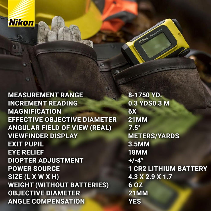 Nikon Forestry Pro II Laser Rangefinder with 3-Point Hypsometer and Dual LCD Display