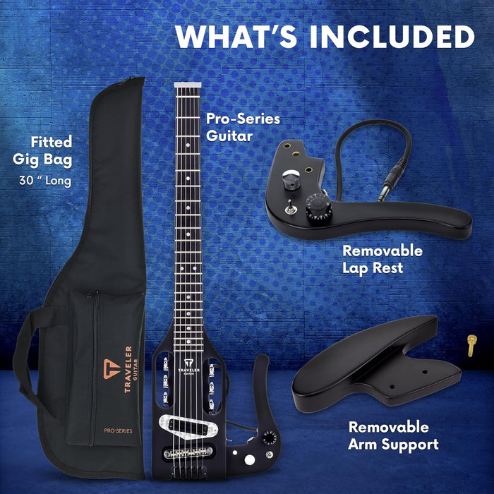 Traveler Guitar Pro Series Mod-X Electric Solid Body Travel Guitar - Matte Black
