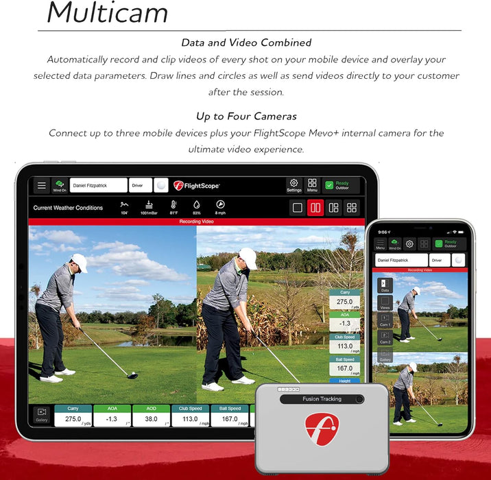 Mevo+ Golf Launch Monitor and Simulator with Pro Package and Face Impact Location