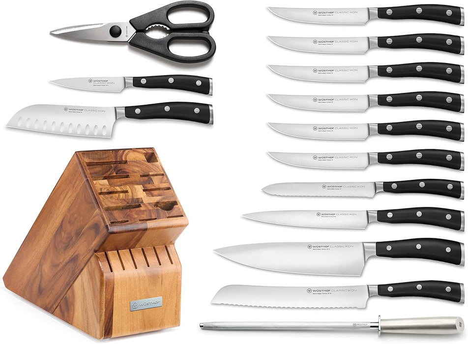 Classic Ikon 15-Piece Knife Block Set with Stainless Steel Knives