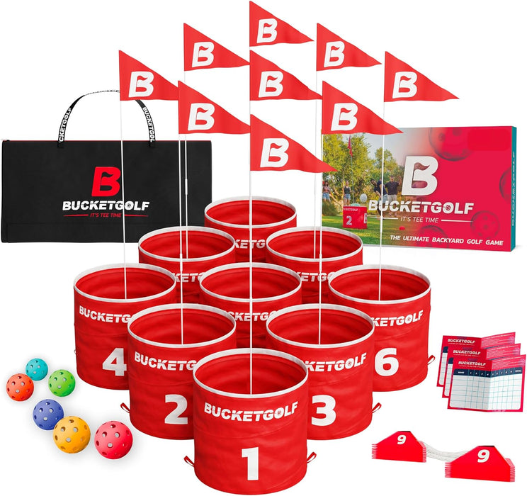 BUCKETGOLF 9 Hole Bundle - Ultimate Backyard Golf Game for All Ages