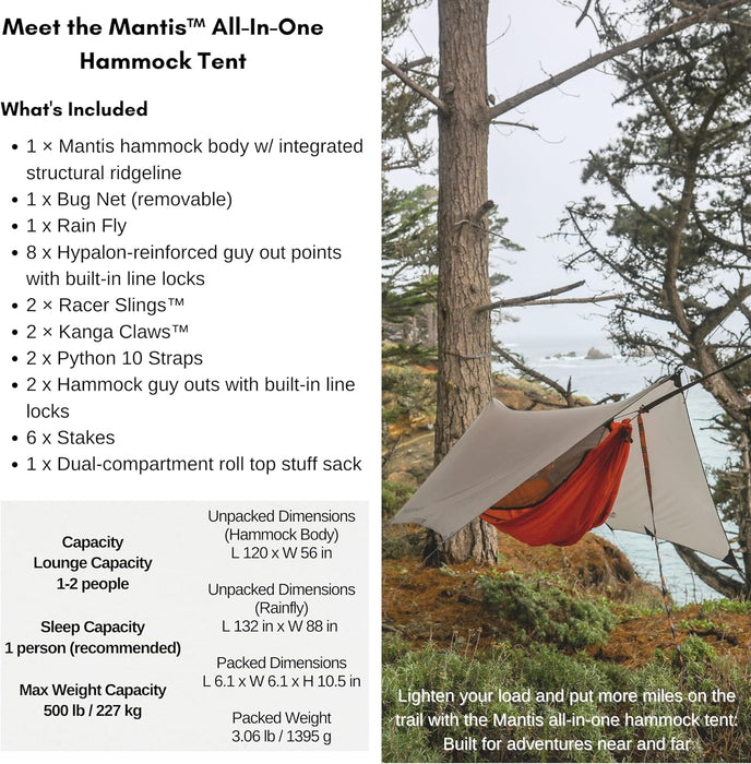 Mantis All-in-One Season Hammock Tent for Camping and Backpacking