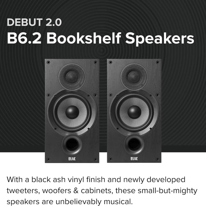 Debut 2.0 6.5" Bookshelf Speakers with MDF Cabinets for Home Theater Systems