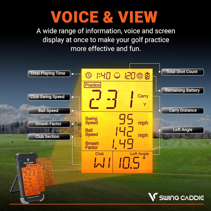 Voice Caddie SC200 Plus Portable Golf Launch Monitor and Swing Analyzer