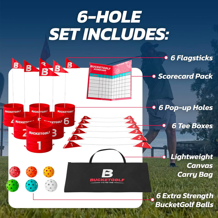 BUCKETGOLF 6 Hole Bundle Set - Ultimate Backyard Golf Game for All Ages