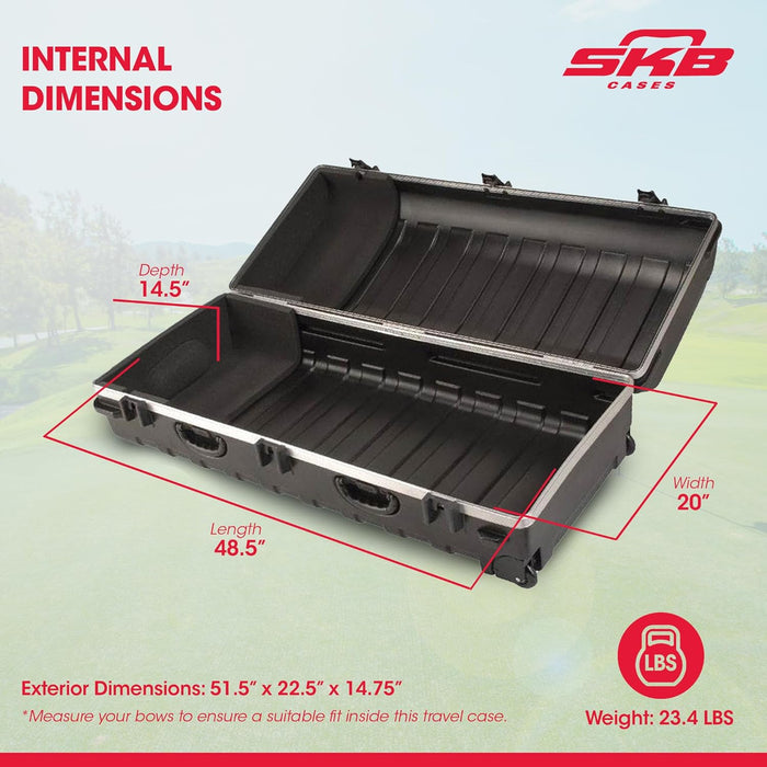 SKB Double ATA Hard Shell Golf Travel Case | Designed for Two Standard Set of Clubs