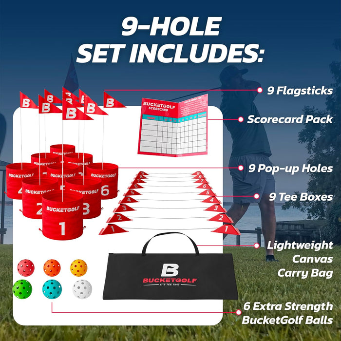 BUCKETGOLF 9 Hole Bundle - Ultimate Backyard Golf Game for All Ages