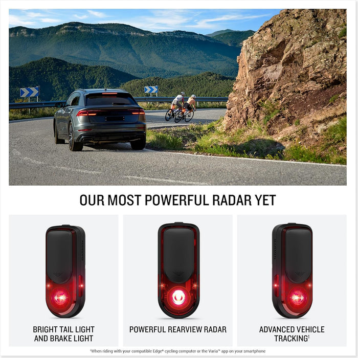 Garmin Varia RearVue 820 Advanced Bike Radar and Tail Light with Radar Tracking