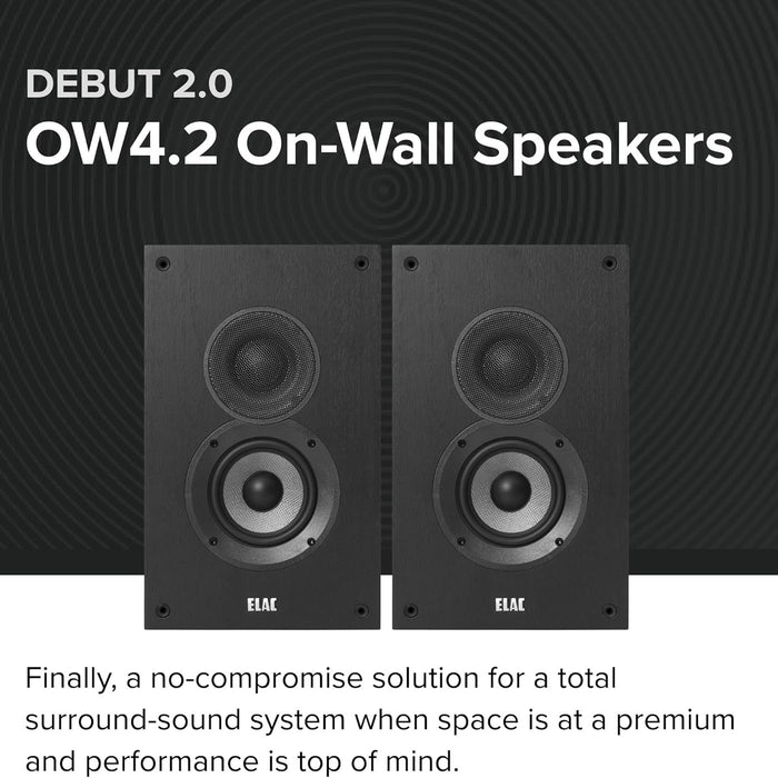 Debut 2.0 4" On-Wall Surround Sound Speakers with MDF Cabinets for Home Theater