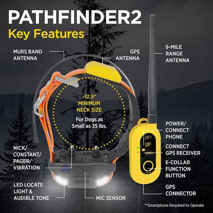 Pathfinder 2 9-Mile GPS Tracking and Training E-Collar | 21-Dogs Expandable