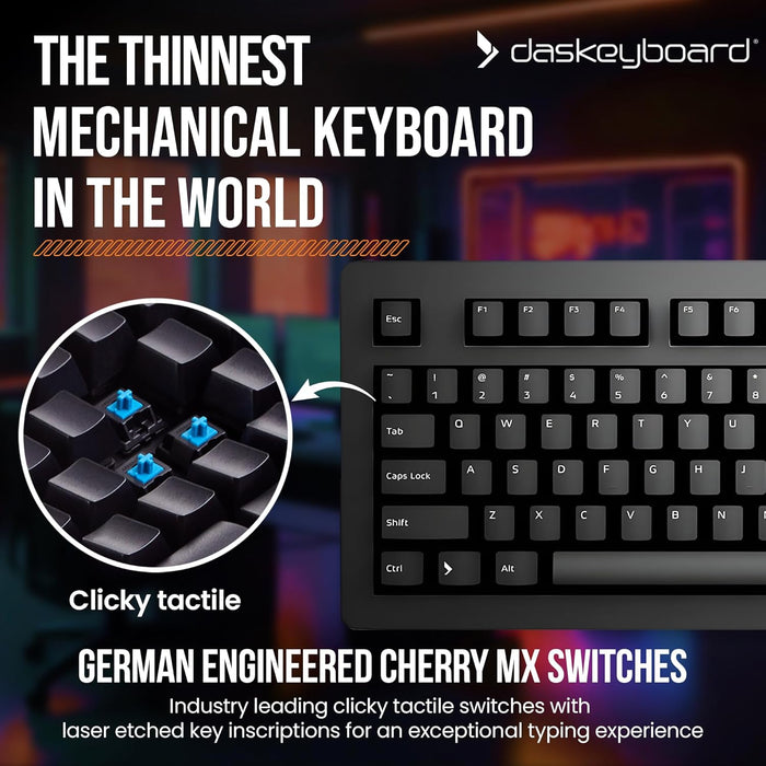 4 Professional Wired Keyboard with Cherry MX Blue Clicky Switches for PCs