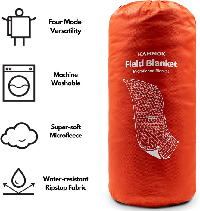 Field Blanket with Water Resistant Microfleece | Convertible and Wearable