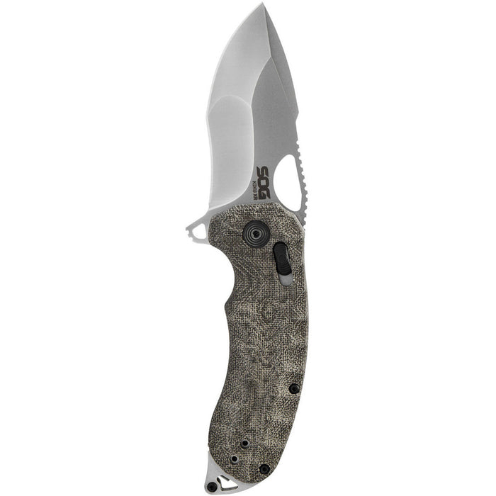 SOG Kiki XR Quick-Opening Folding Pocket Knife with Linen Micarta Handle