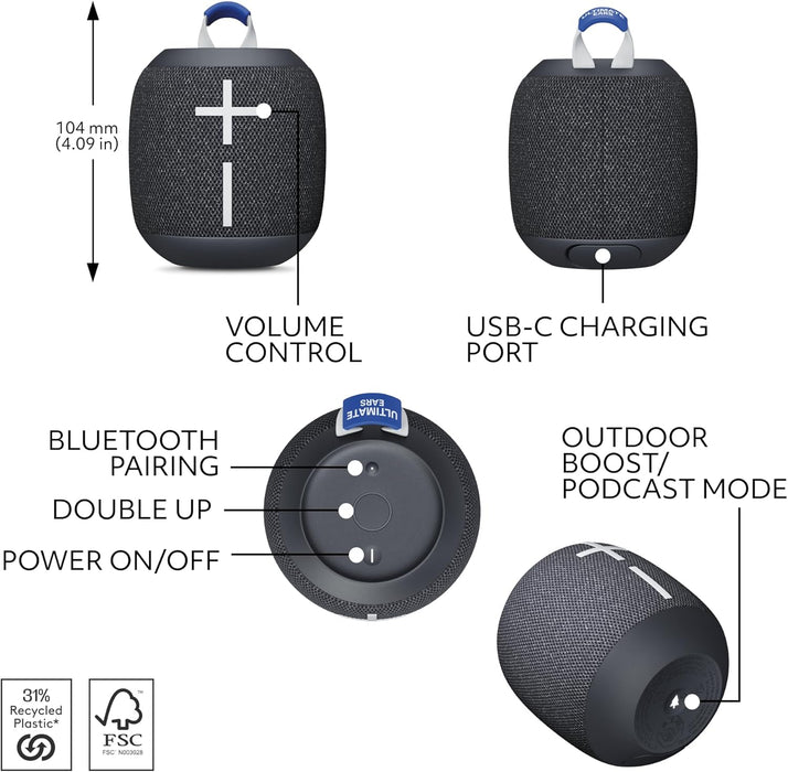 WONDERBOOM 4 Portable Waterproof Bluetooth Speaker with 360-Sound