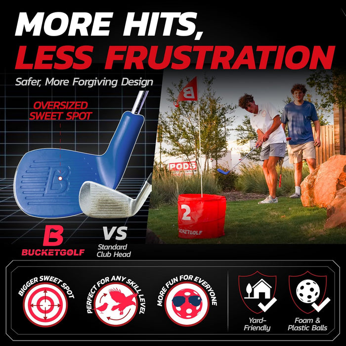 BUCKETGOLF Golf Club - Backyard Outdoor Golf Club with Oversize Club Head for All Ages
