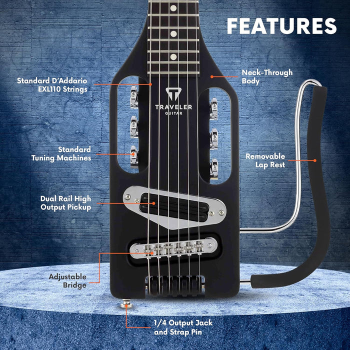 Traveler Guitar Ultra-Light 6-String Solid Body Electric Travel Guitar