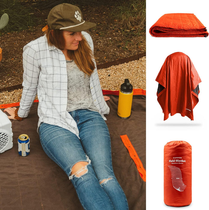 Field Blanket with Water Resistant Microfleece | Convertible and Wearable