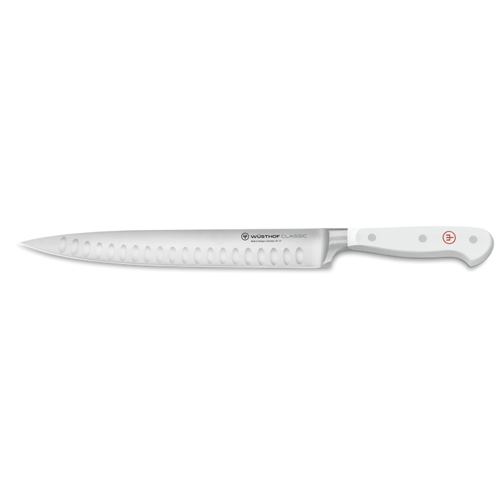 Classic White  9" Stainless Steel Hollow Edge Carving Knife with White Handle