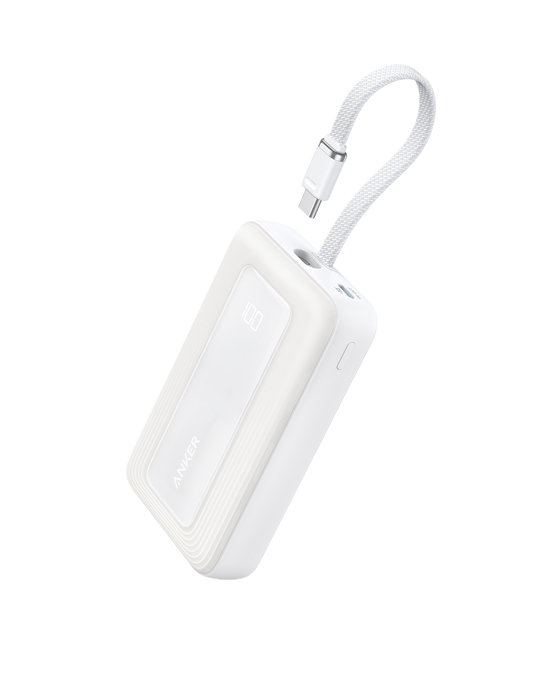 Anker Zolo Power Bank (10K, 30W) with a 5.4-inch (13.7 cm) built-in USB-C cable.
