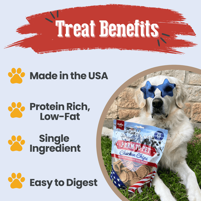 Farm To Pet Americana Chicken Chips for Dogs | Celebrate with USA-made Dog Treats
