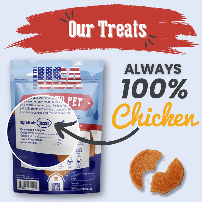Farm To Pet Americana Chicken Chips for Dogs | Celebrate with USA-made Dog Treats