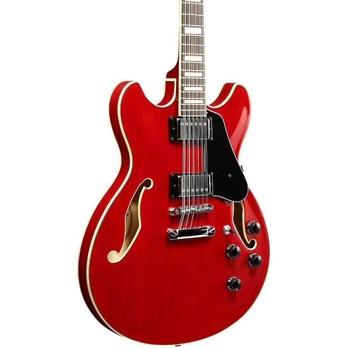 AS7312 Semi-Hollowbody Electric Guitar, Right-Handed, Transparent Cherry Red