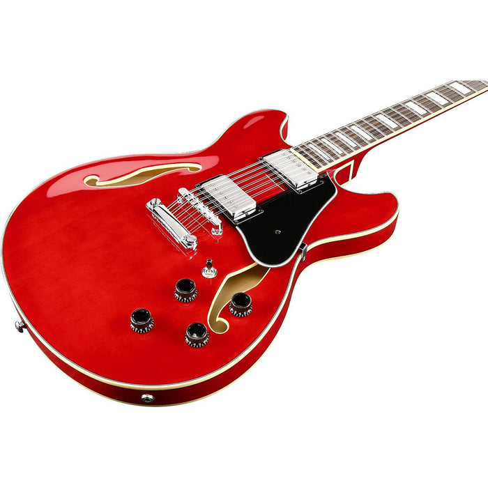 AS7312 Semi-Hollowbody Electric Guitar, Right-Handed, Transparent Cherry Red