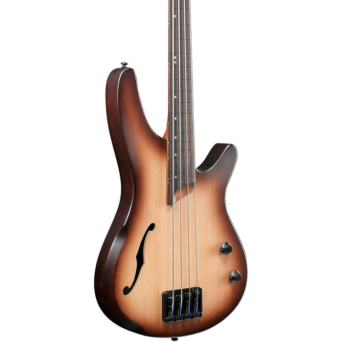 SRH500F 4-String Semi-Hollow Bass Guitar, Right, Natural Browned Burst Flat