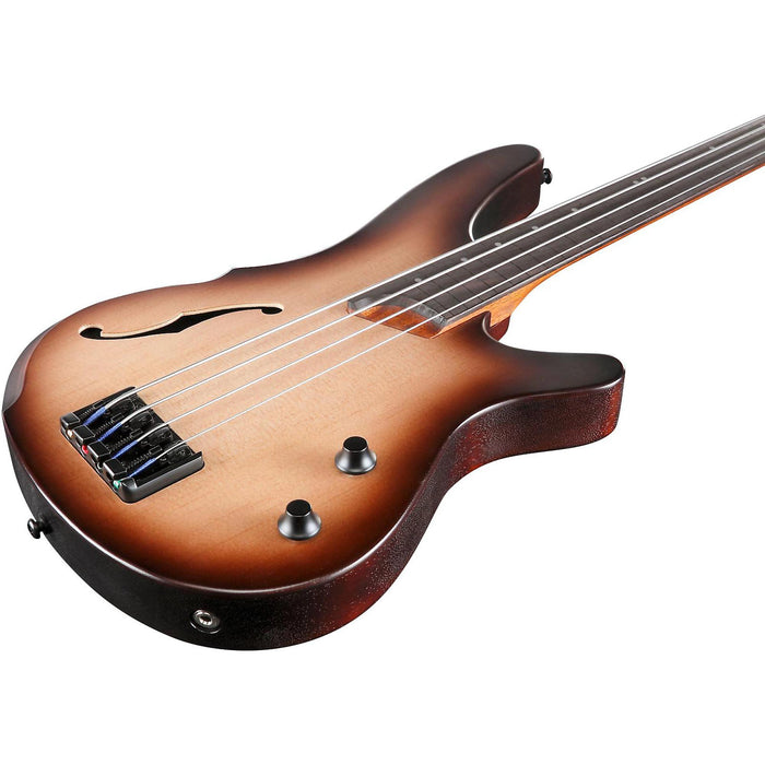 SRH500F 4-String Semi-Hollow Bass Guitar, Right, Natural Browned Burst Flat