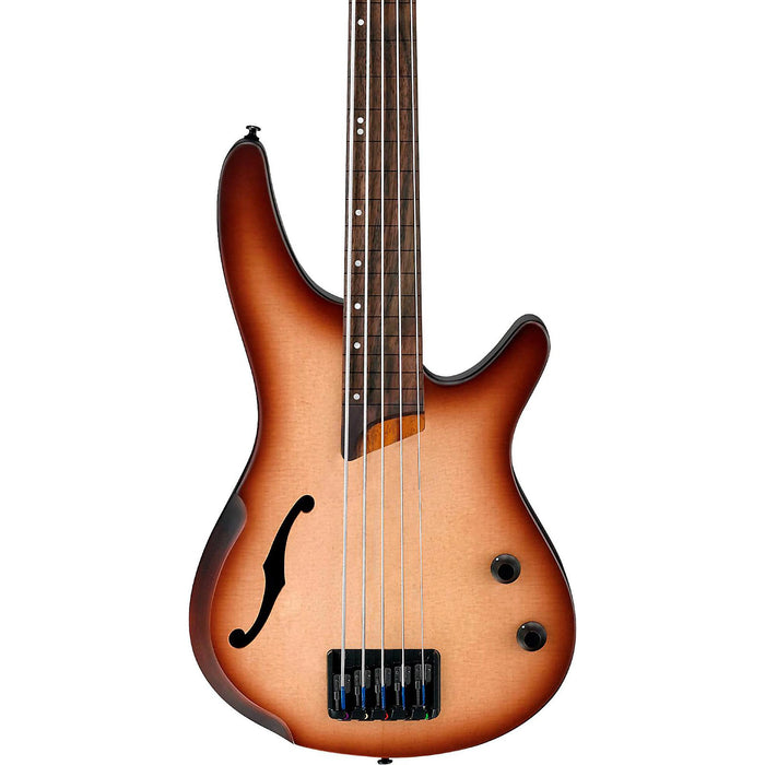 SRH505F 5-String Semi-Hollow Bass Guitar, Right, Natural Browned Burst Flat