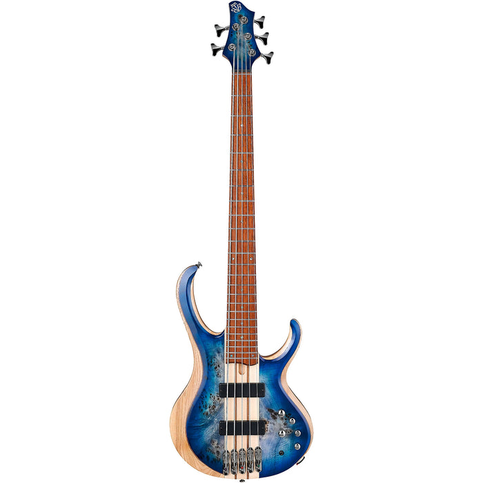 BTB845 5-String Solidbody Bass Guitar, Right, Cerulean Blue Burst Low Gloss