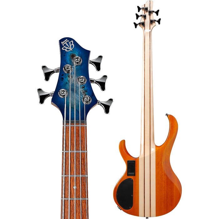 BTB845 5-String Solidbody Bass Guitar, Right, Cerulean Blue Burst Low Gloss