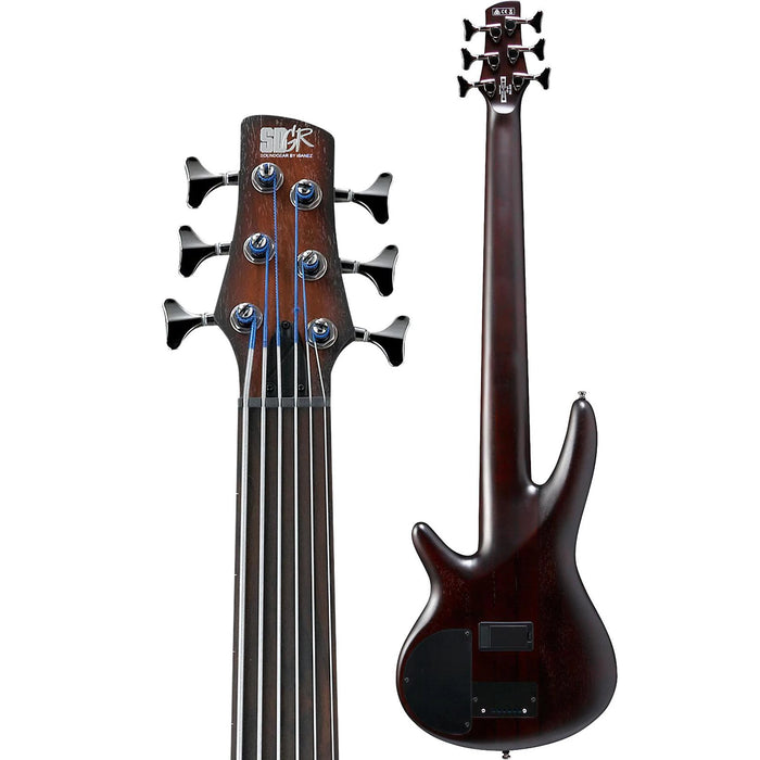 SRF706 6-String Solidbody Electric Bass Guitar, Right, Brown Burst Flat