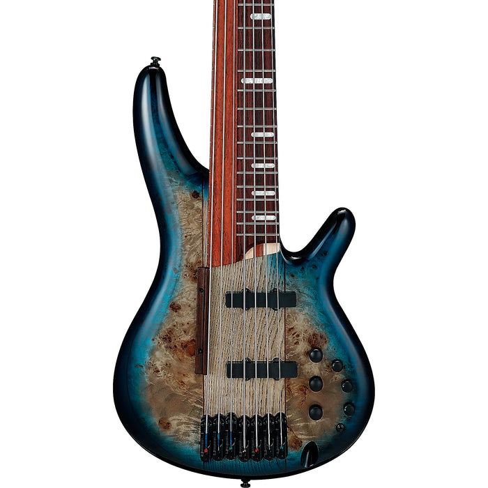 SRAS7 7-String Fretted & Fretless Bass Guitar, Right, Cosmic Blue Starburst