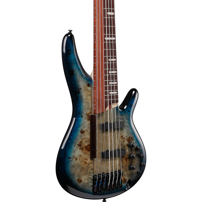 SRAS7 7-String Fretted & Fretless Bass Guitar, Right, Cosmic Blue Starburst