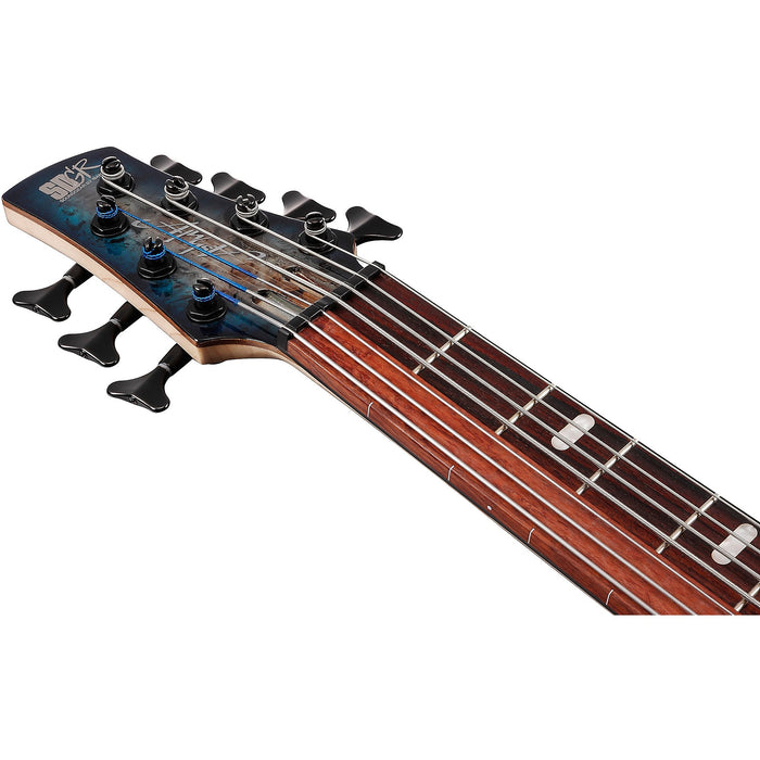 SRAS7 7-String Fretted & Fretless Bass Guitar, Right, Cosmic Blue Starburst