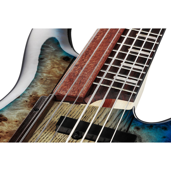 SRAS7 7-String Fretted & Fretless Bass Guitar, Right, Cosmic Blue Starburst