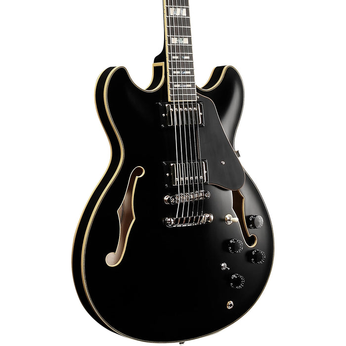 John Scofield JSM20 Semi-Hollowbody Electric Guitar, Right, Black Low Gloss