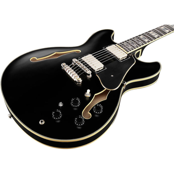 John Scofield JSM20 Semi-Hollowbody Electric Guitar, Right, Black Low Gloss