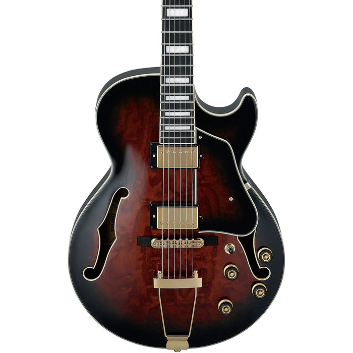 Artcore Expressionist AG95QA Hollowbody Electric Guitar, Right, Dark Brown Sunburst